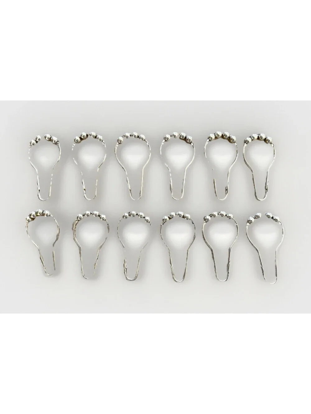 Lot of 12: NEW Silver Metal Shower Curtain Hooks Roller Rings Set 2 3/4
